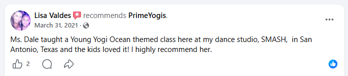 Facebook review from Lisa Valdes