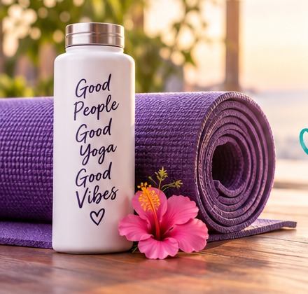 Yoga mat and water bottle